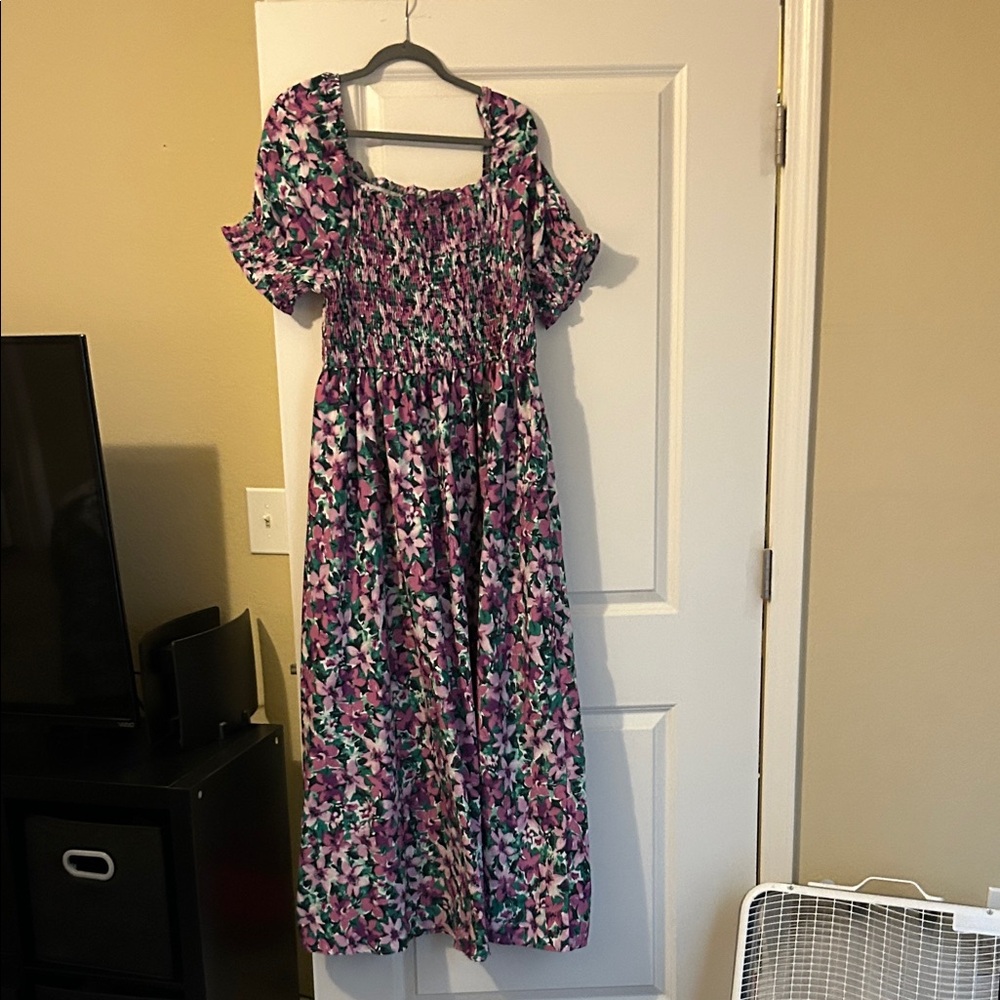 SHEIN Floral Maxi Dress - Pink and Green